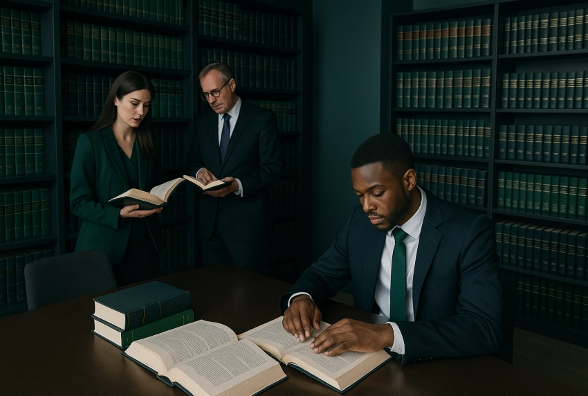Legal experts library scene