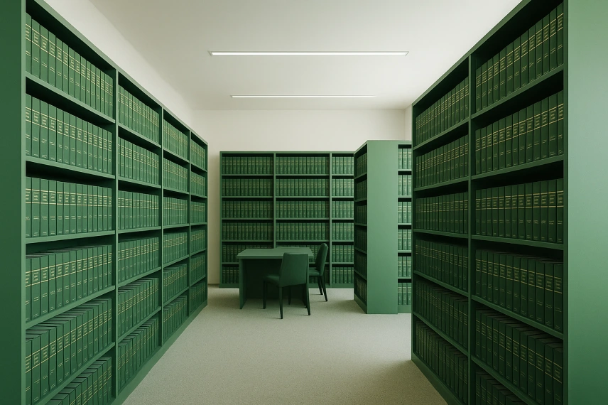 Modern legal resource library illustration